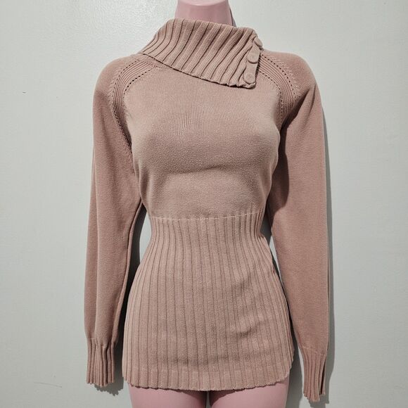 Axcess - Sweater Turtleneck Ribbed Long Sleeve - Size XL - Pink - 100% Cotton - Picture 1 of 8